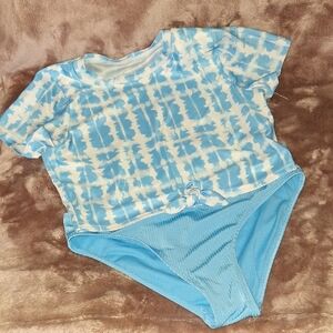Wonder Nation Blue and White Tie-Dye Kids Swimsuit